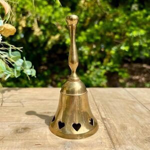 Small Vintage Brass Bell w/ Heart Shape Cut-Outs